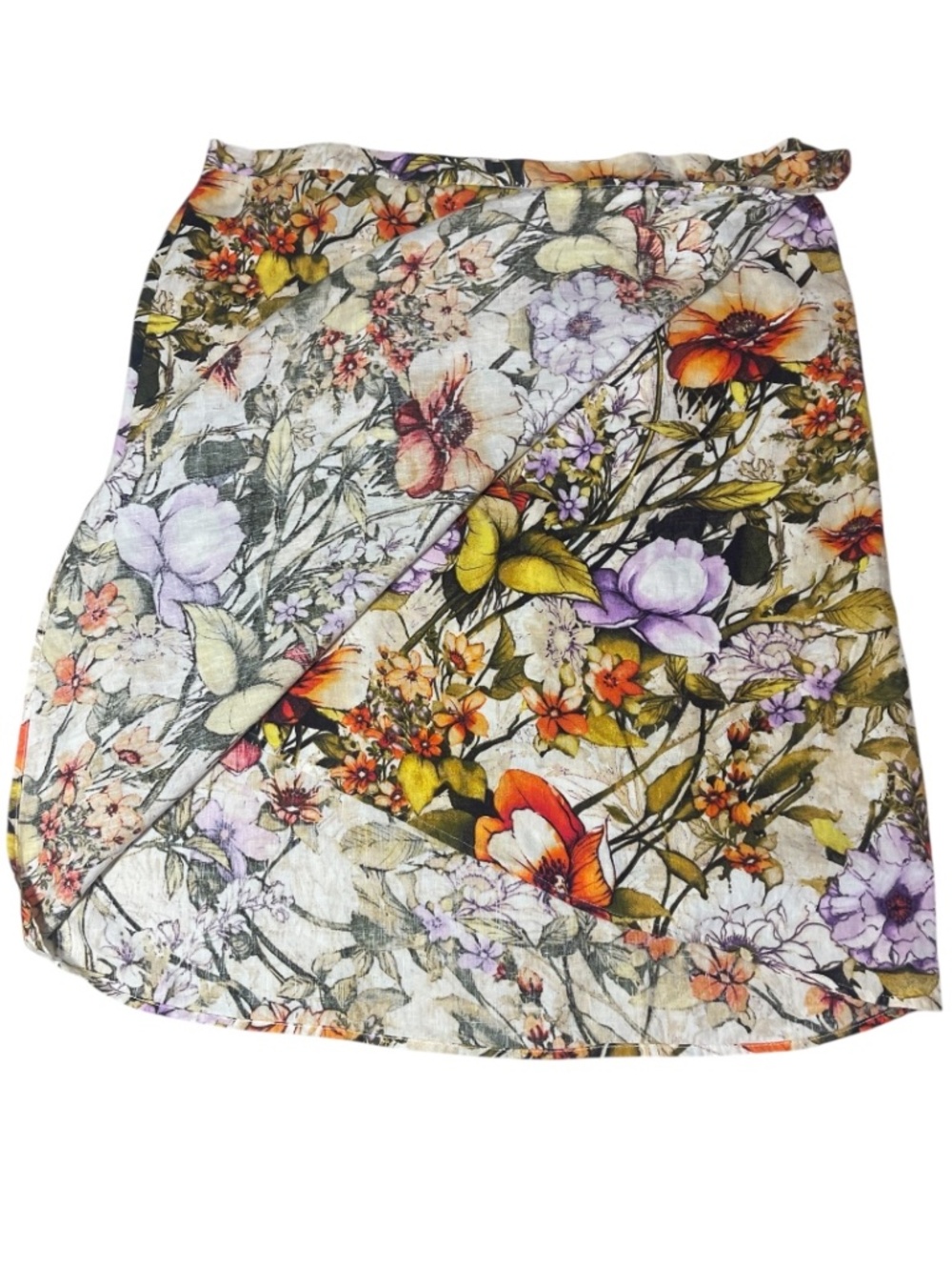 Chico's Linen Floral Wrap Skirt Size 4 (US 20/22) Botanical Print Summer Resort - Picture 3 of 16
